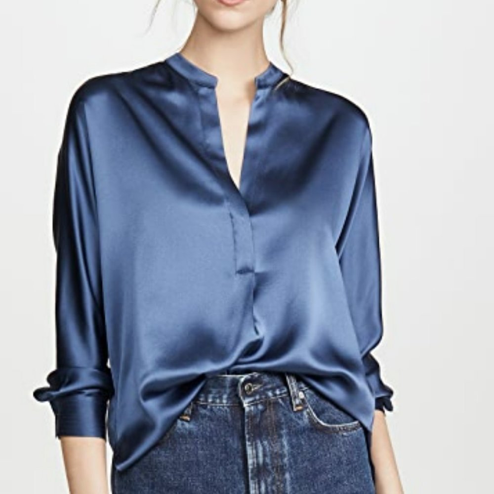 Vince band collar popover silk blouse - Orion